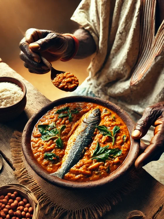 Le Laro de fonio ou fini Laro est une bouillie épaisse dans laquelle tous les ingrédients (fonio, poisson émietté, soumbala, oseille, arachide…) sont cuits ensemble pour une saveur riche, typique et profondément nourrissante
