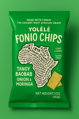 YOL&Eacute;L&Eacute; Fonio Chips Tangy Baobab (oignon & moringa)