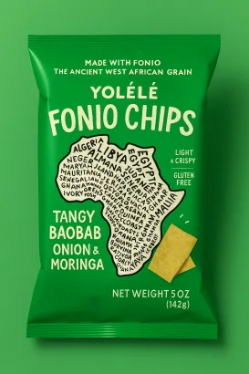 YOL&Eacute;L&Eacute; Fonio Chips Tangy Baobab (oignon & moringa)