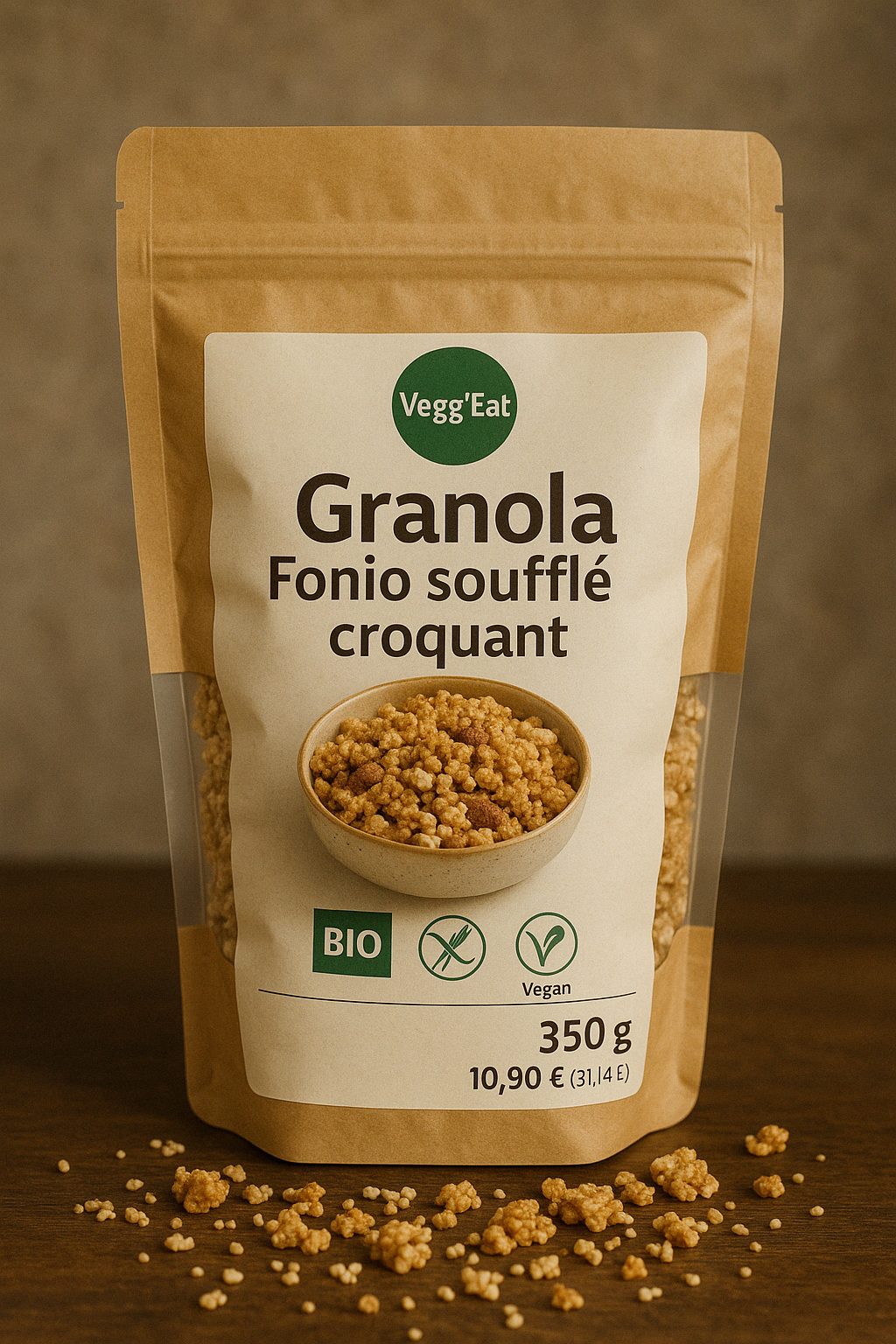 Vegg&rsquo;Eat Granola de fonio souffl&eacute; croquant 350 g