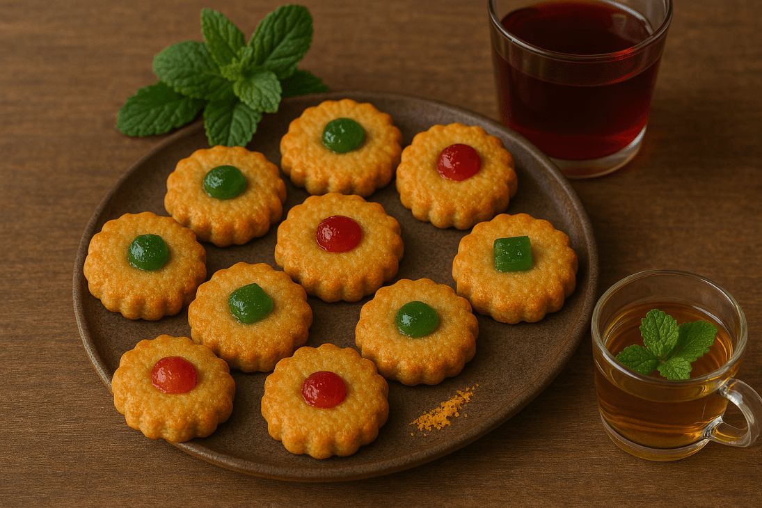 Les biscuits au fonio sublimés par des zestes d’orange, cannelle et gingembre — à savourer avec un thé à la menthe ou un jus de bissap.