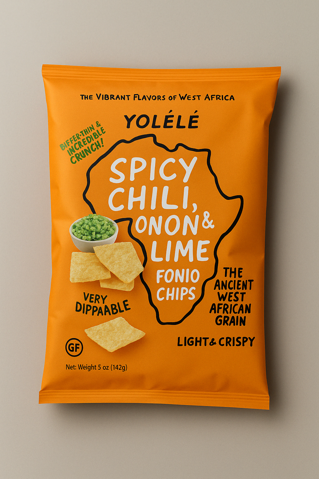YOL&Eacute;L&Eacute; Fonio Chips Spicy Chili, Onion & Lime