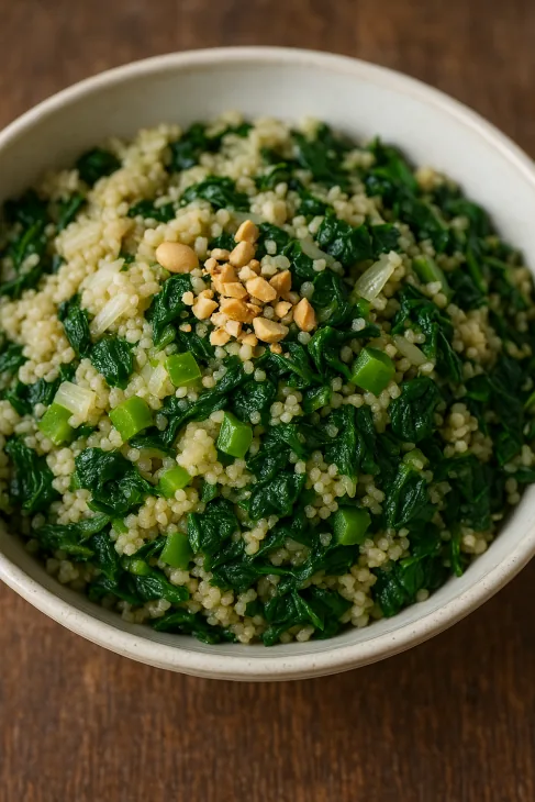 Djouka de fonio aux l&eacute;gumes verts