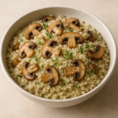 Risotto de fonio aux champignons et parmesan