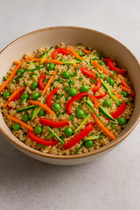 Fonio aux l&eacute;gumes croquants &mdash; plat sain et rapide sans gluten au s&eacute;same