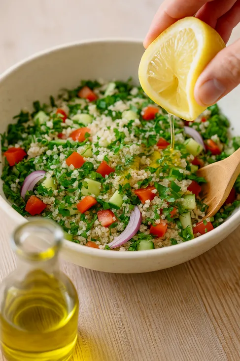 Taboul&eacute; de fonio matinal au concombre, herbes fra&icirc;ches et jus de citron &mdash; recette petit-d&eacute;jeuner sal&eacute; sans gluten