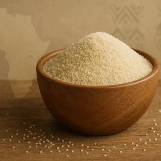 Grains de fonio africain décortiqué, céréale d'Afrique de l'Ouest