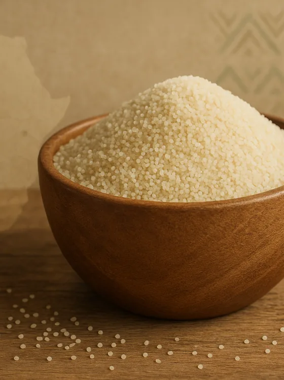 Grains de fonio africain décortiqué, céréale d'Afrique de l'Ouest