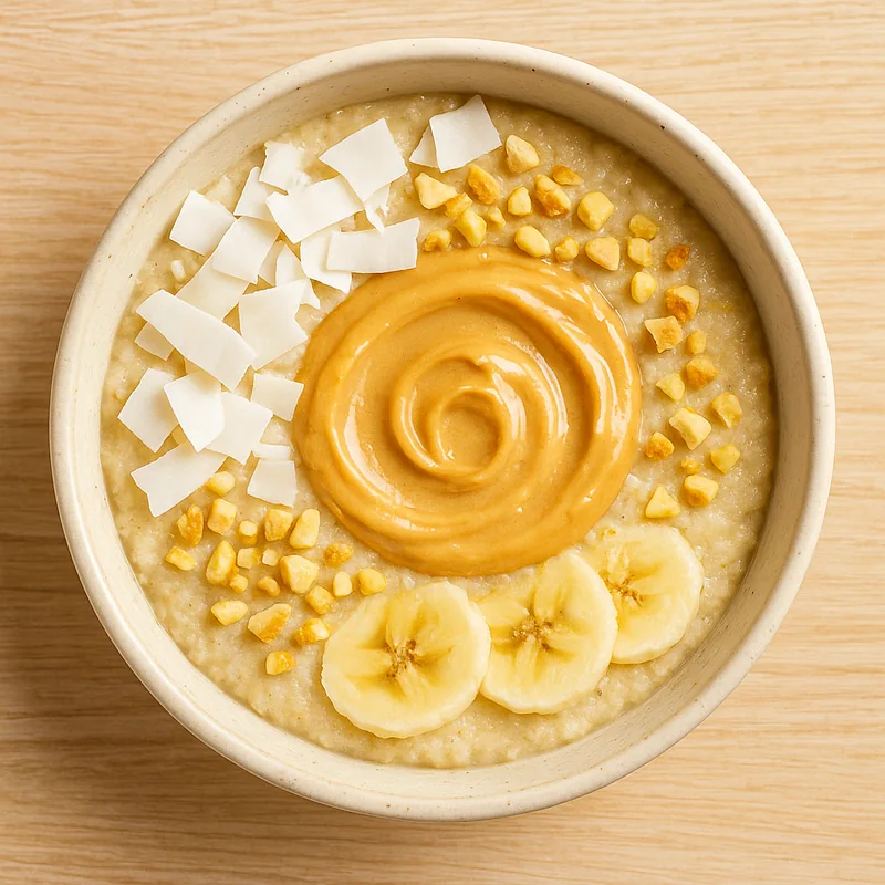 Porridge de fonio au lait de coco et beurre de cacahu&egrave;te
