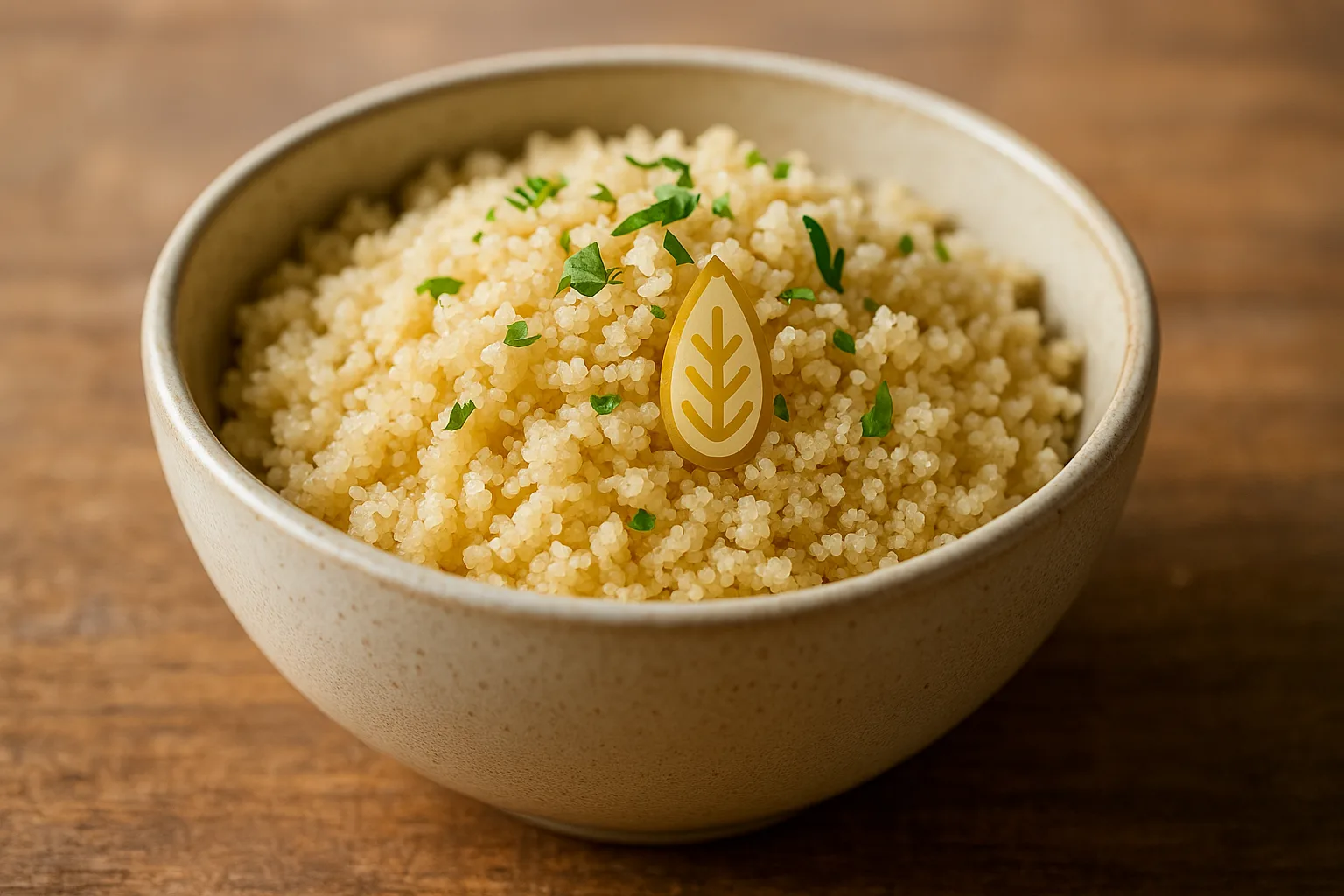 Bol de fonio cuit, céréale sans gluten à la texture légère et moelleuse