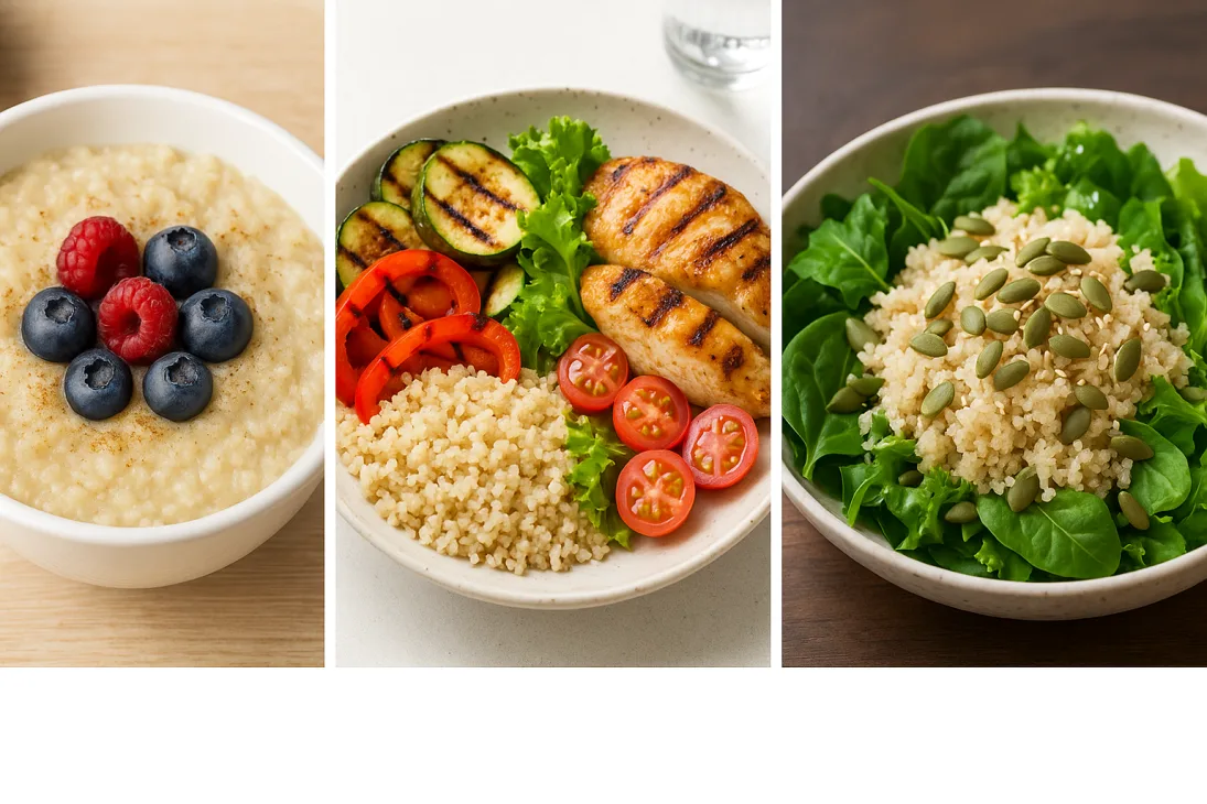 Triptyque recettes (Petit-déj, Déjeuner, Dîner)
