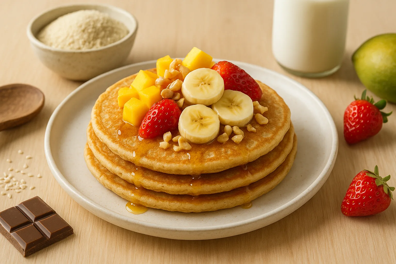 Cr&ecirc;pes au fonio garnies de fruits frais