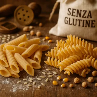 Pâtes artisanales sans gluten de Gragnano tréfilées au bronze, fabriquées à partir de farines de riz, maïs et légumineuses