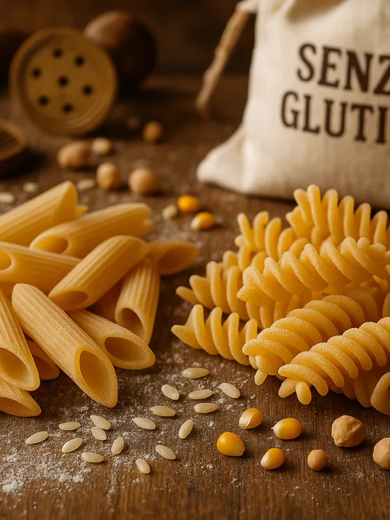 Pâtes artisanales sans gluten de Gragnano tréfilées au bronze, fabriquées à partir de farines de riz, maïs et légumineuses