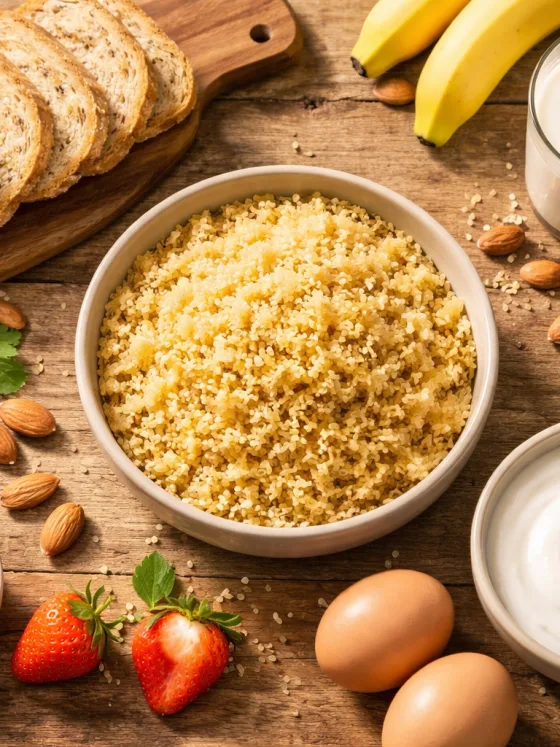 Assortiment d'aliments sans gluten sur table en bois