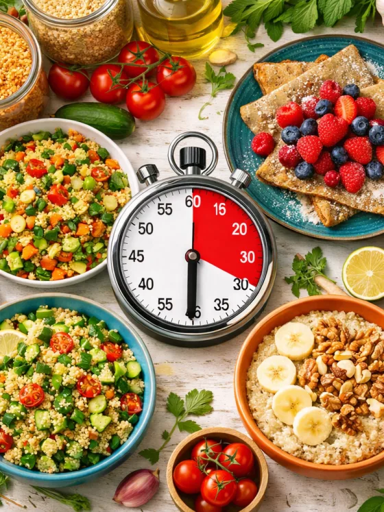 Bol de fonio avec légumes colorés pour un repas sans gluten facile et rapide
