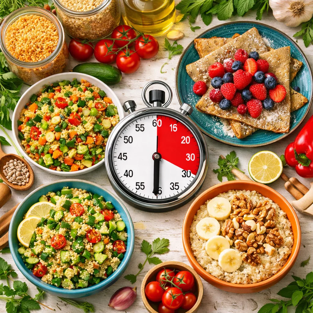 Bol de fonio avec légumes colorés pour un repas sans gluten facile et rapide