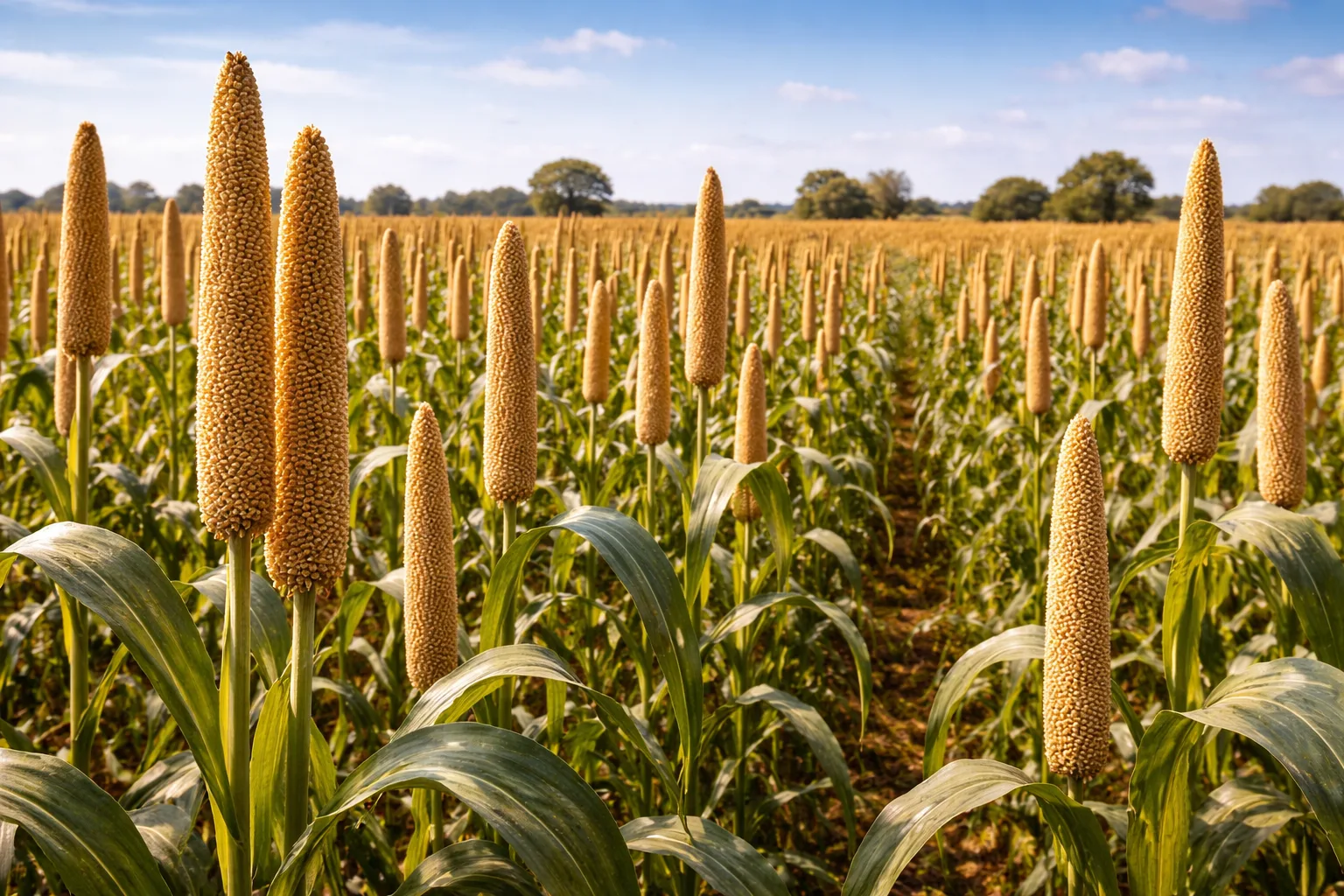 Champ de mil perl&eacute; (Pennisetum glaucum) en Afrique