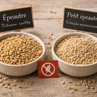 Comparaison visuelle entre grand épeautre et petit épeautre par rapport au gluten