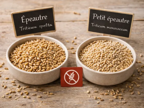 Comparaison visuelle entre grand épeautre et petit épeautre par rapport au gluten