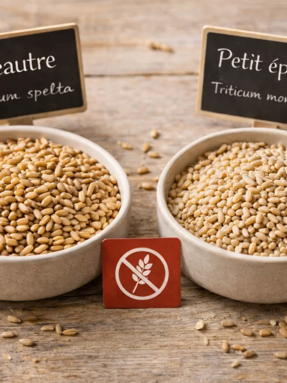Comparaison visuelle entre grand épeautre et petit épeautre par rapport au gluten