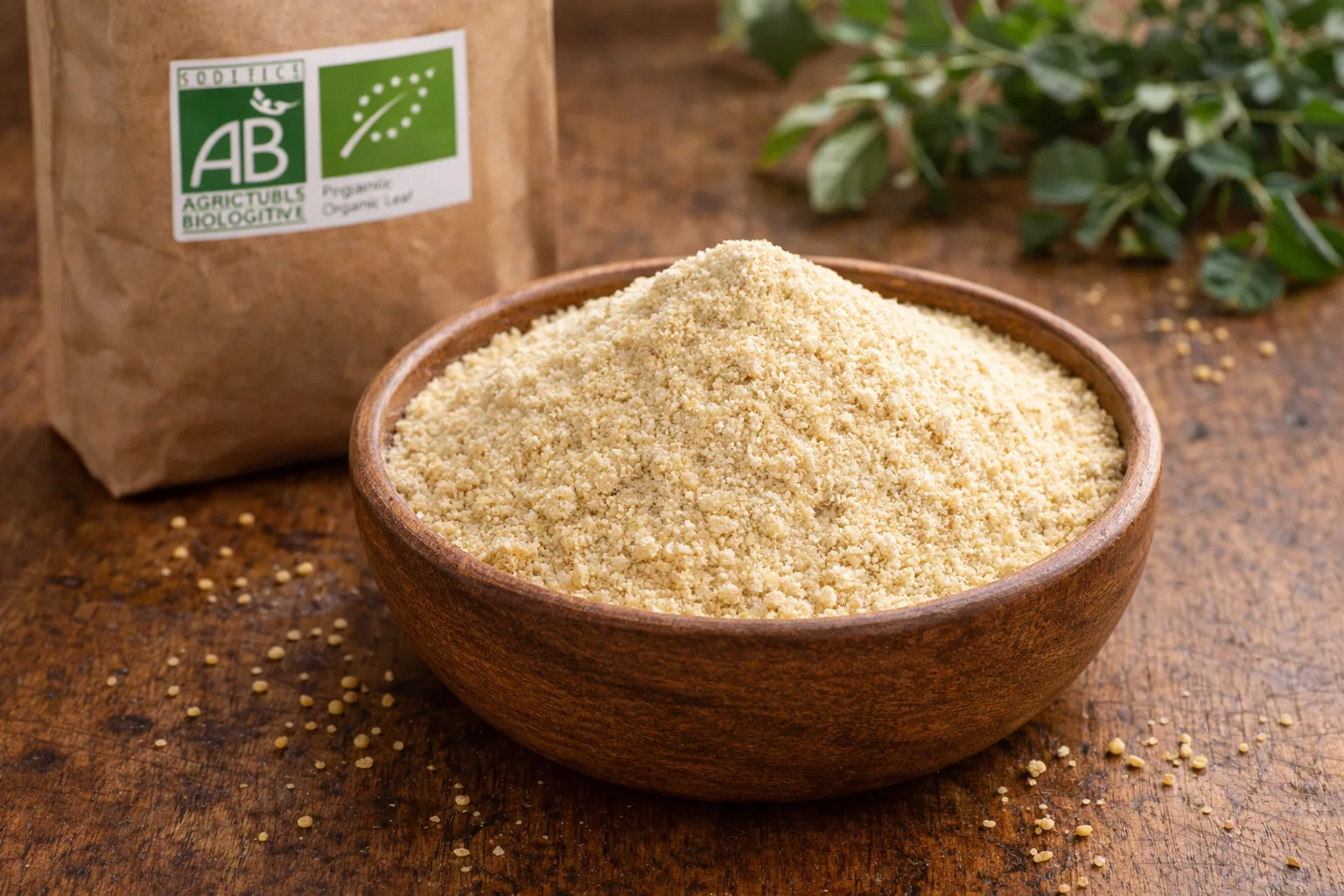 Farine de millet bio certifi&eacute;e avec labels AB et Eurofeuille