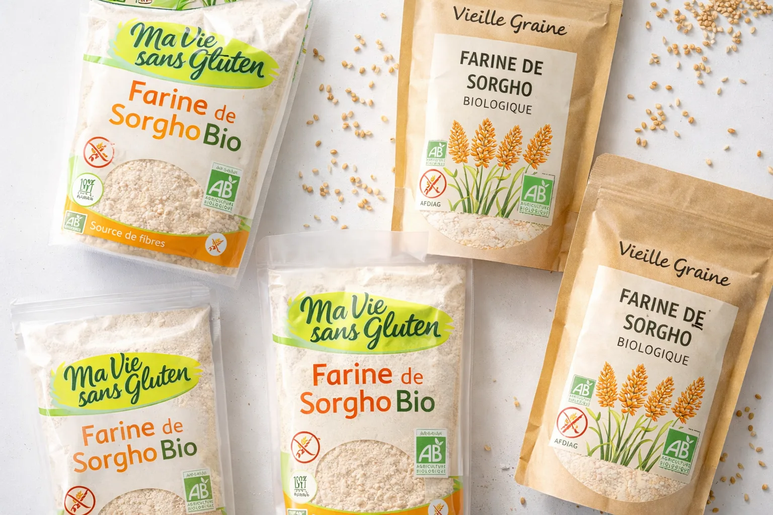 S&eacute;lection de marques fran&ccedil;aises de farine de sorgho bio et certifi&eacute;e sans gluten