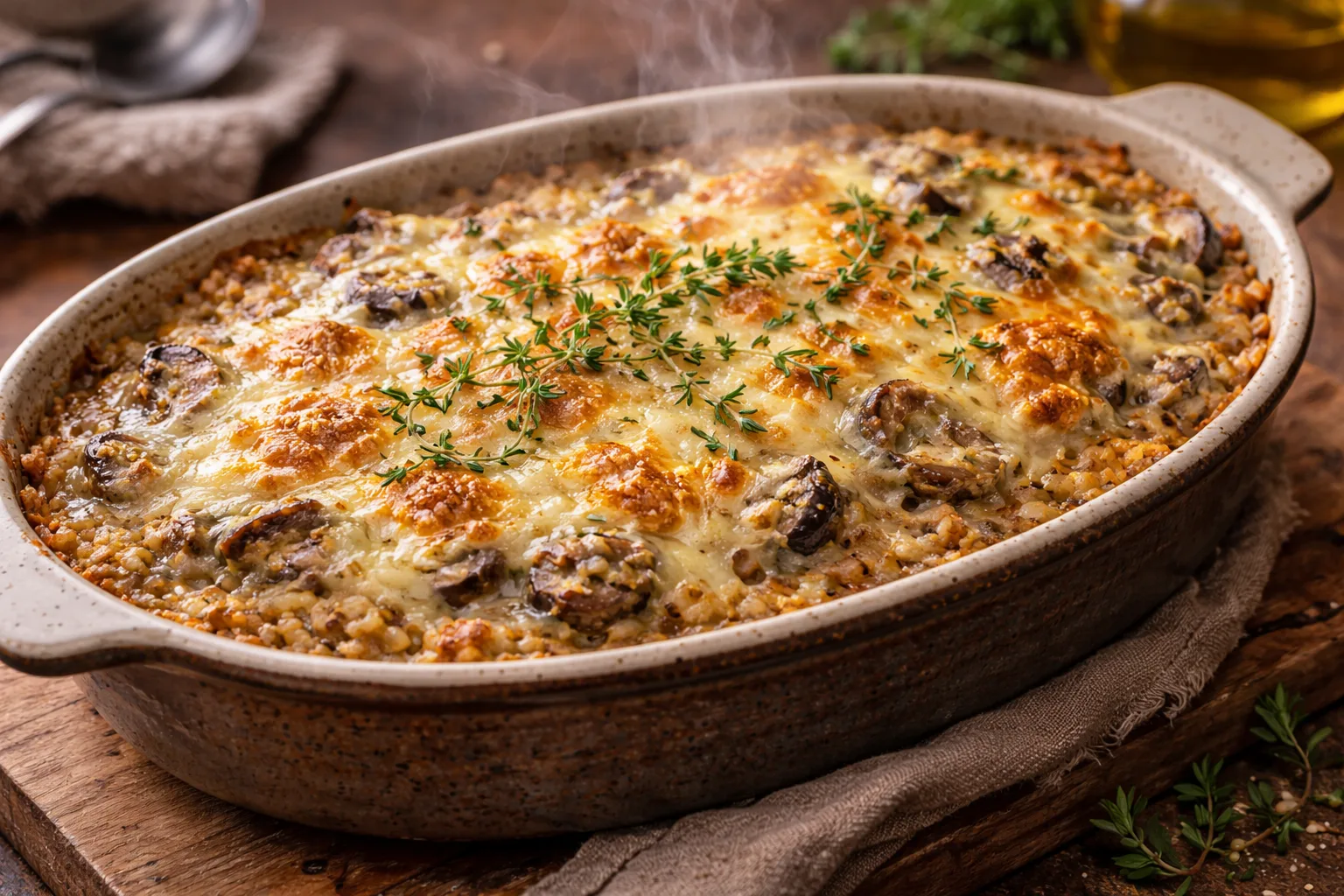 Gratin de millet champignons fromage