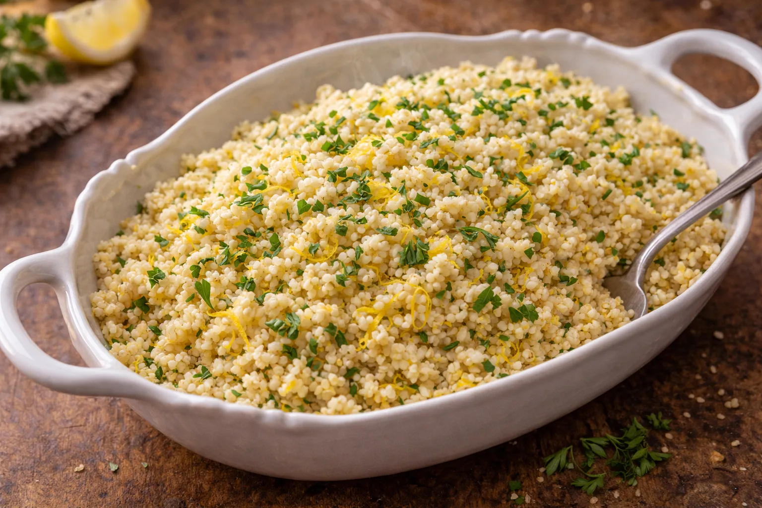 Millet pilaf aux herbes fra&icirc;ches