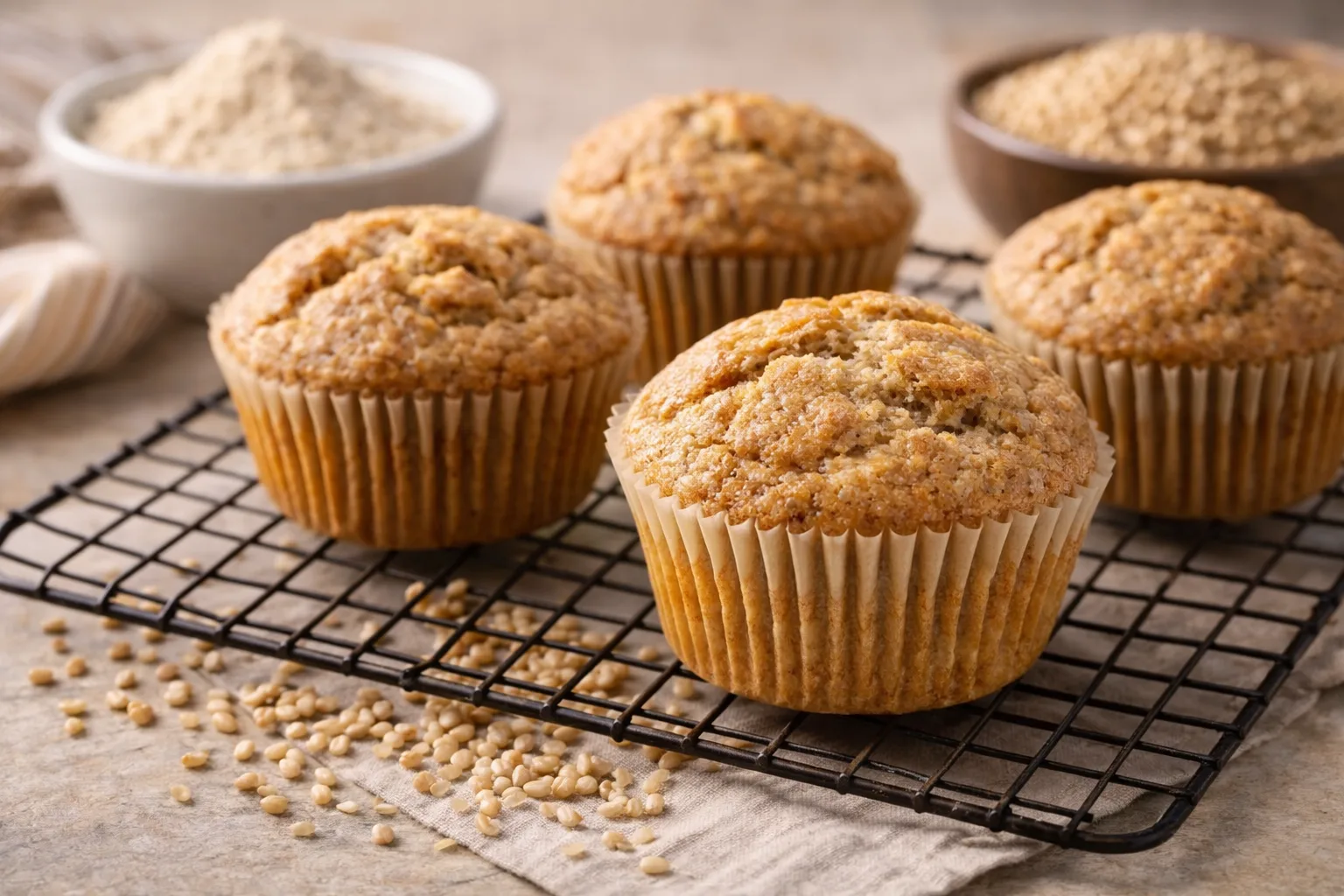 Muffins sans gluten pr&eacute;par&eacute;s avec de la farine de sorgho bio