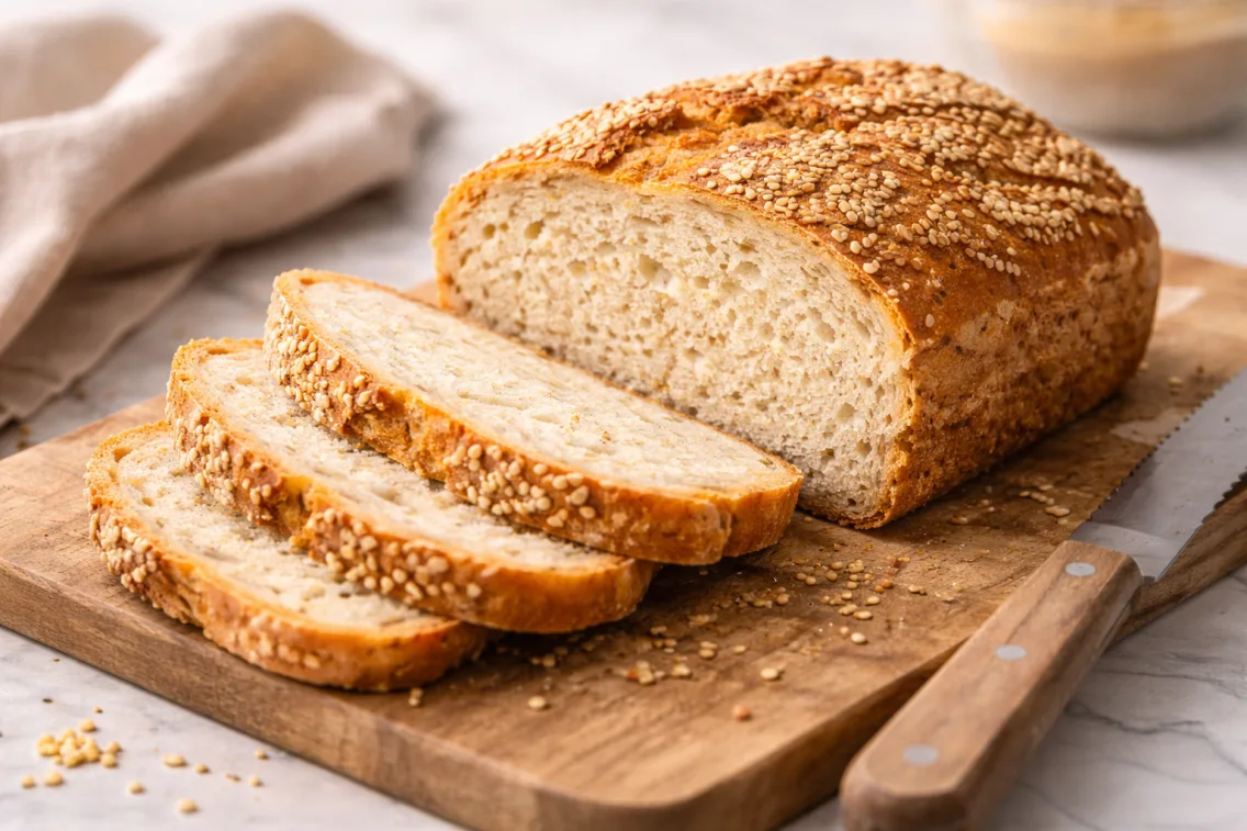 Pain de millet sans gluten fait maison — croûte dorée et mie moelleuse