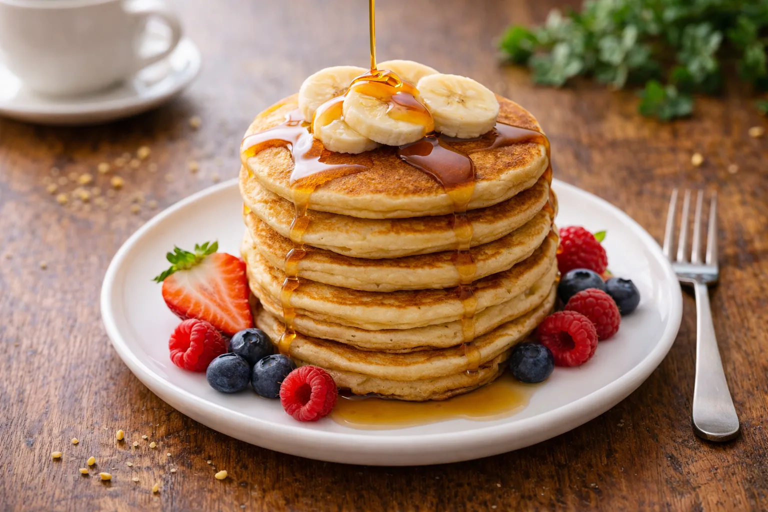 Pancakes sans gluten &agrave; la farine de millet et banane