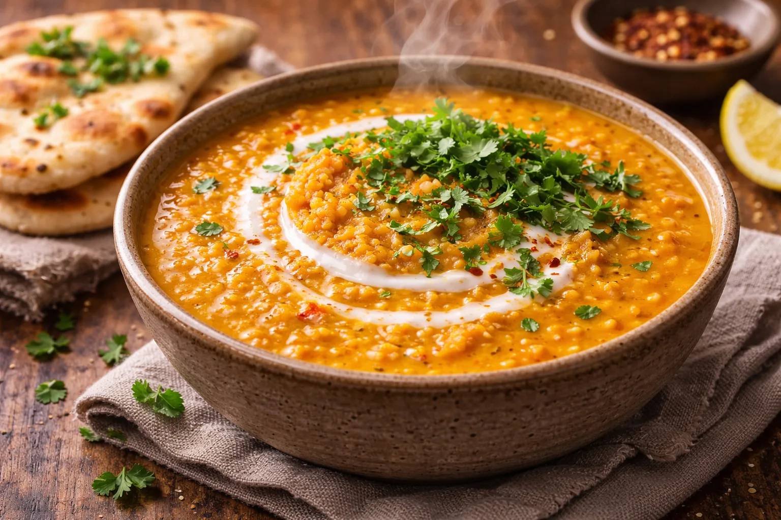Soupe dal millet lentilles &eacute;pices