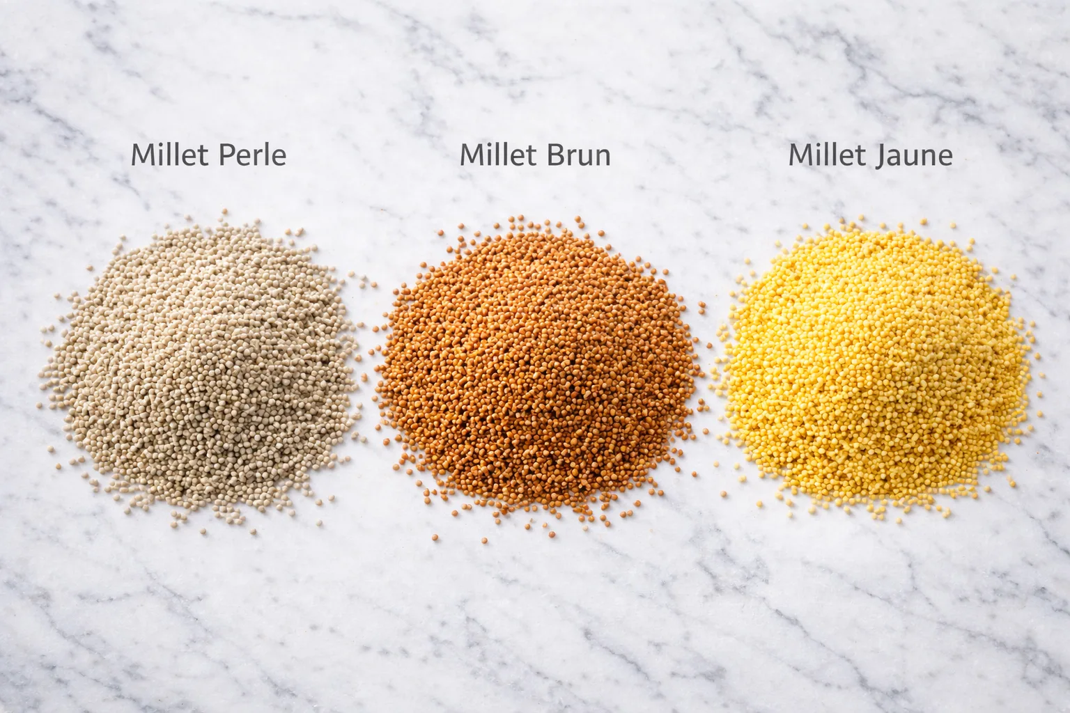 Millet perle, brun et jaune c&ocirc;te &agrave; c&ocirc;te