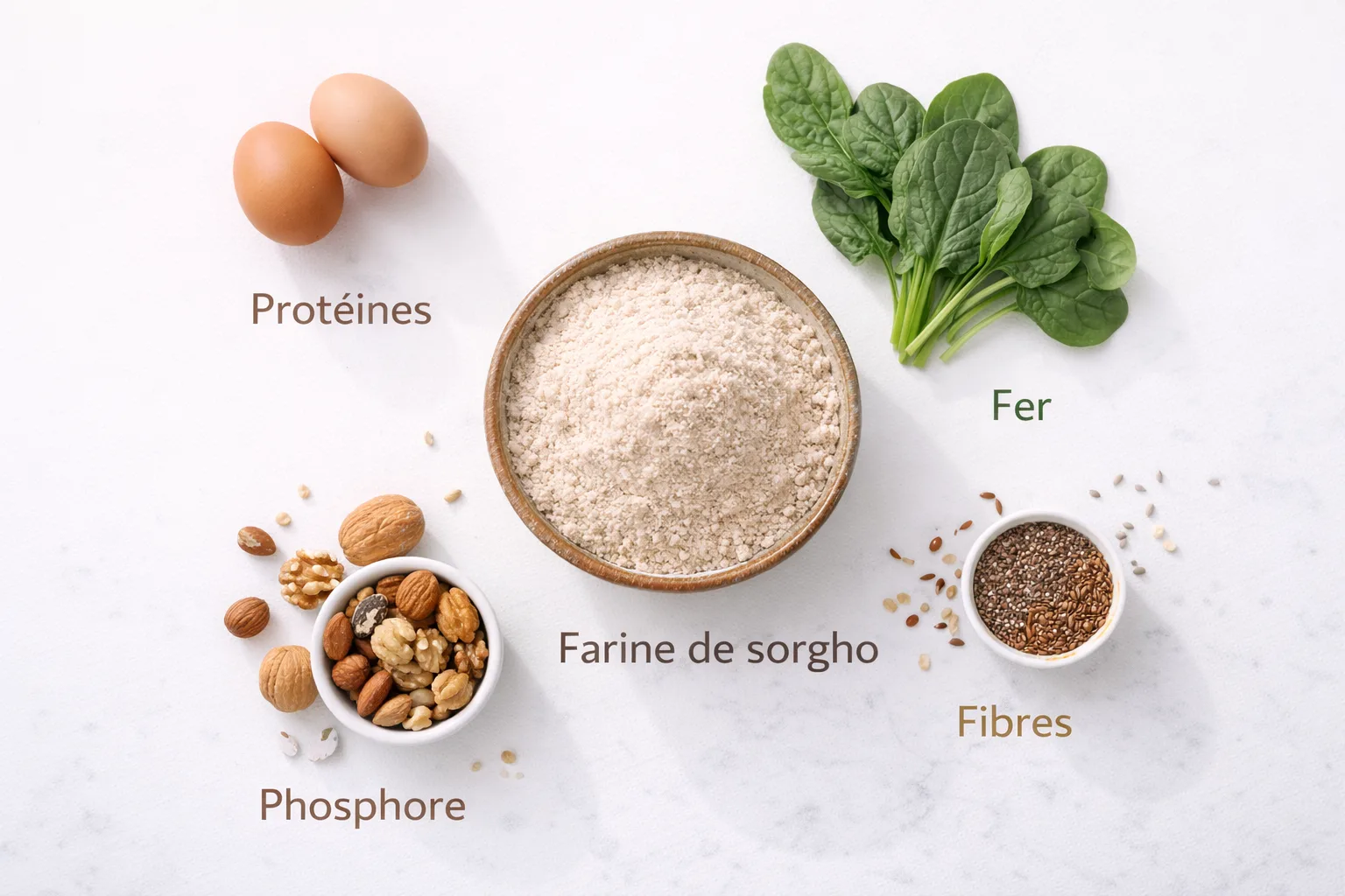 Aliments riches en nutriments incluant la farine de sorgho