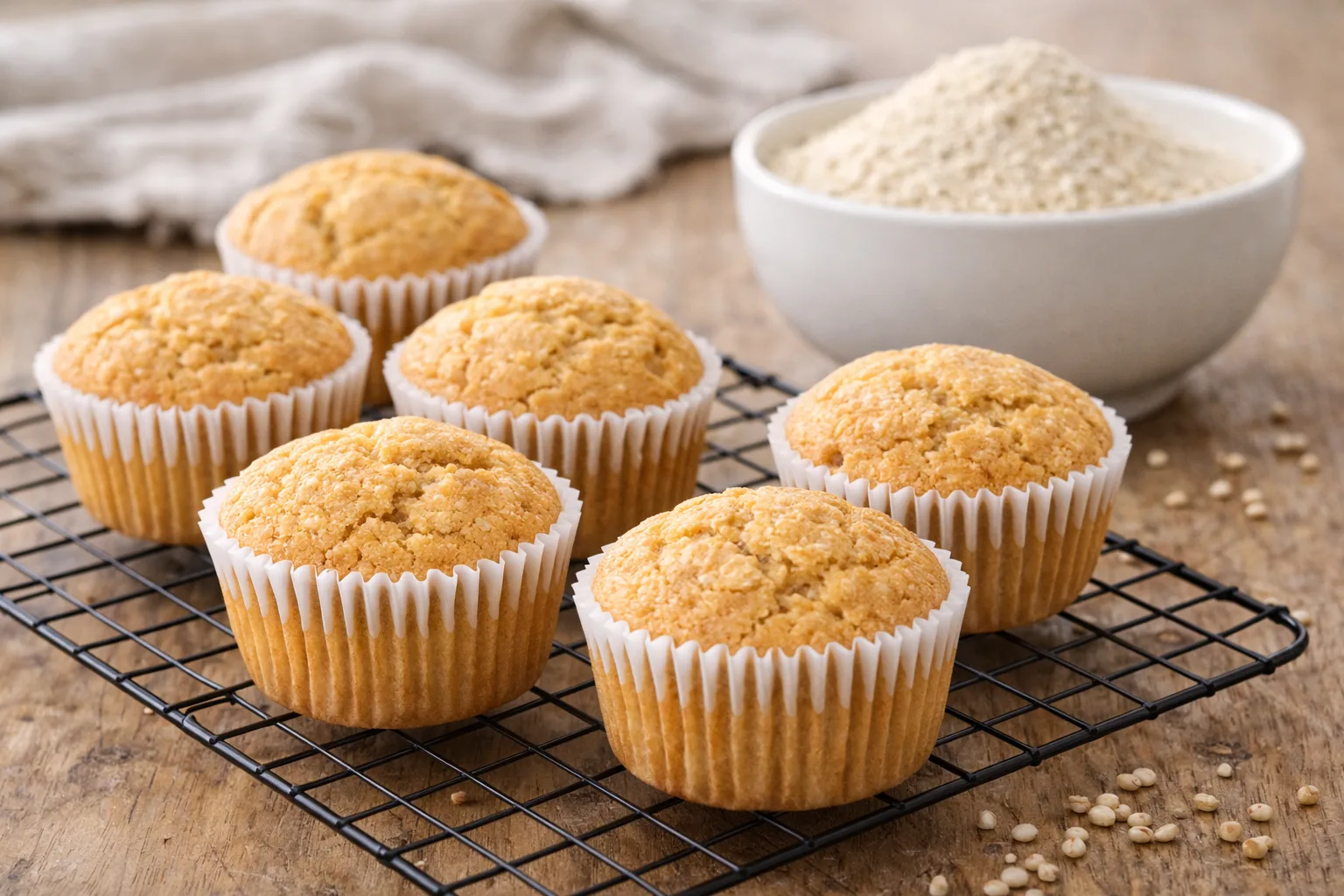 Muffins sans gluten &agrave; la farine de sorgho avec myrtilles